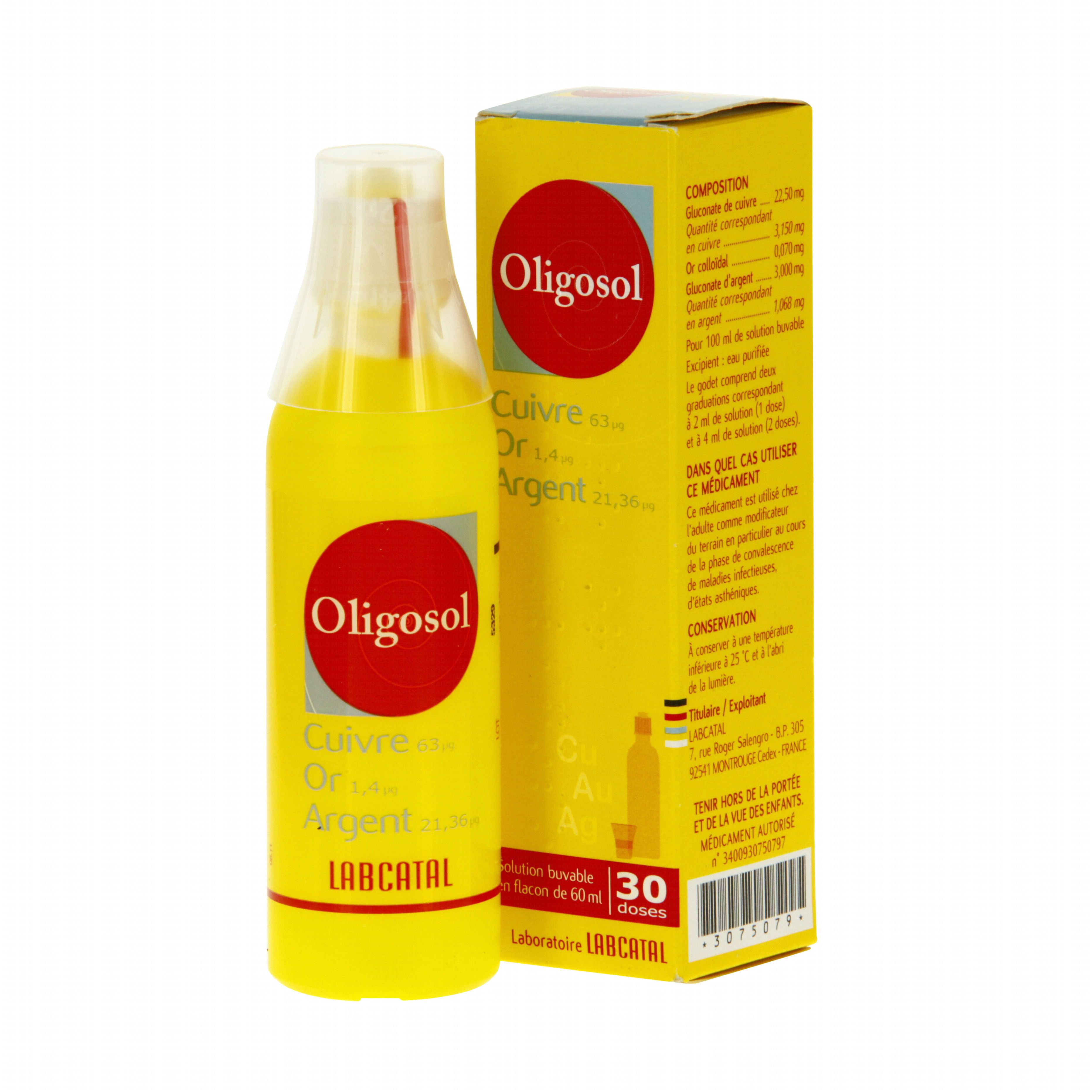 Cuivre-or-argent oligosol flacon de 60 ml Labcatal (médicament conseil ...