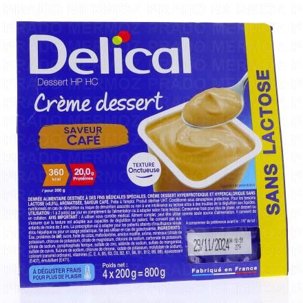 DELICAL Crème dessert - HP HC saveur café sans lactose 4x200g