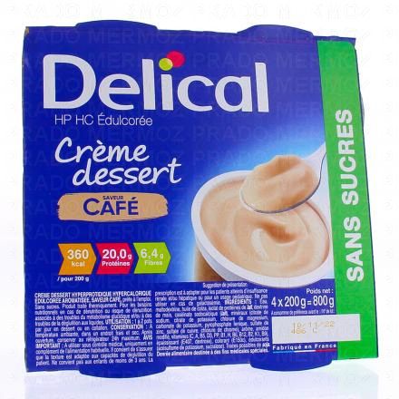 DELICAL HP HC Edulcorée - Crème dessert saveur café 4x200g