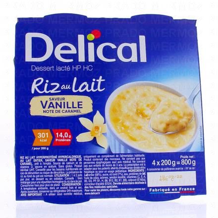DELICAL Cr&egrave;me dessert HP/HC Edulcor&eacute;e Riz au Lait vanille 4x200g