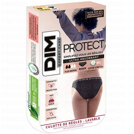DIM Protect - Boxer ultra absorbant noir flux moyen 36/38