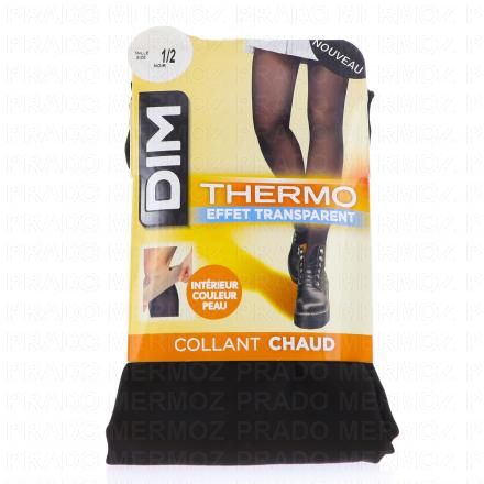 DIM Thermo - Chaud & transparent - Collant Effet Transparent Noir (taille 1-2)