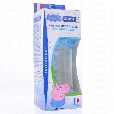 DODIE Biberon Anti-colique avec t&eacute;tine ronde 3 vitesses 270ml (peppa pig bleu)