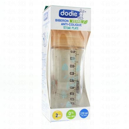 DODIE Biberon Sensation+ en verre anti-colique t&eacute;tine plate 270ml (biche)