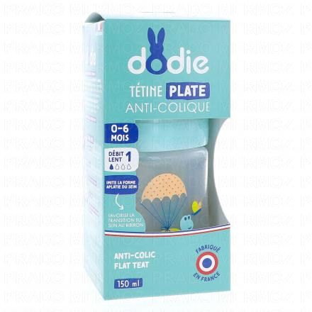 DODIE Biberon Sensation+ anti-colique t&eacute;tine plate 0-6mois 150ml (vert)