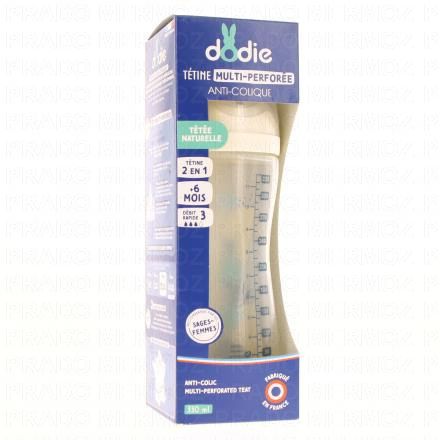 DODIE Biberon T&eacute;tine Multi-Perfor&eacute;e +6mois 330ml (bleu)