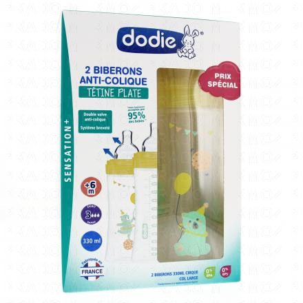 DODIE Biberon anti-colique t&eacute;tine plate (duo jaune)