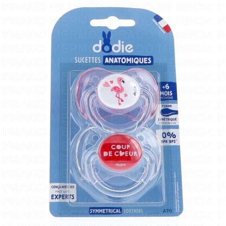 DODIE Sucettes +6 mois anatomiques silicone x2