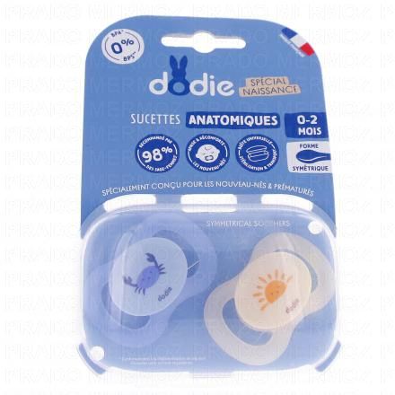 DODIE Sucettes Anatomiques 0-2 mois Sp&eacute;cial Naissance (crabe et soleil)