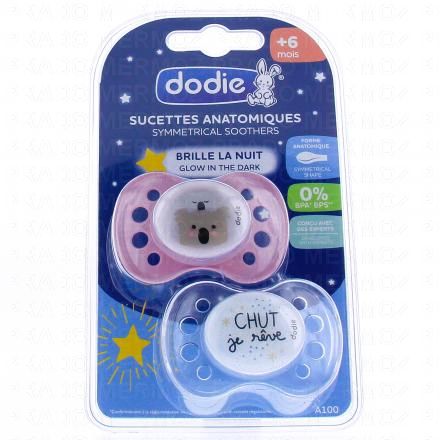 DODIE Sucettes anatomiques nuit +6mois (rose)