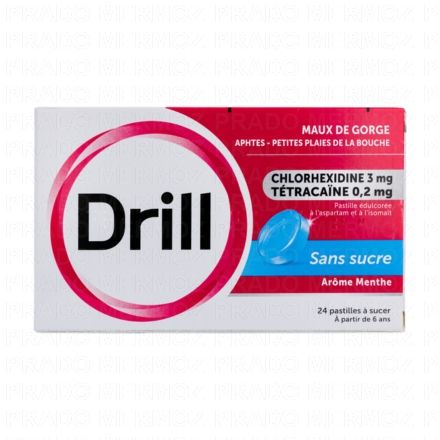 DRILL Pastille &agrave; sucer Sans sucre boite de 24