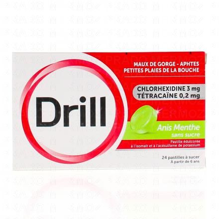 DRILL Pastille à sucer Sans sucre anis menthe boite de 24