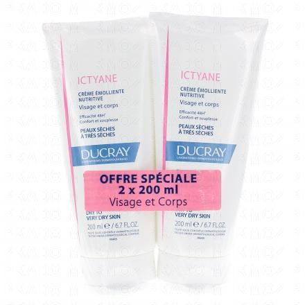 DUCRAY Ictyane cr&egrave;me &eacute;molliente nutritive (lot de 2 tubes 200ml)