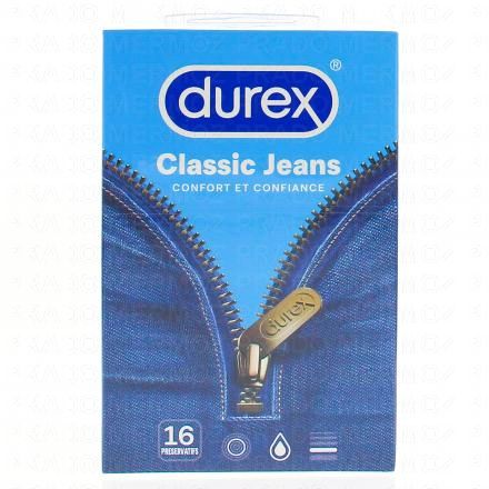 DUREX Préservatifs Classic Jeans - Préservatifs Lubrifiés (boîte de 16 préservatifs)