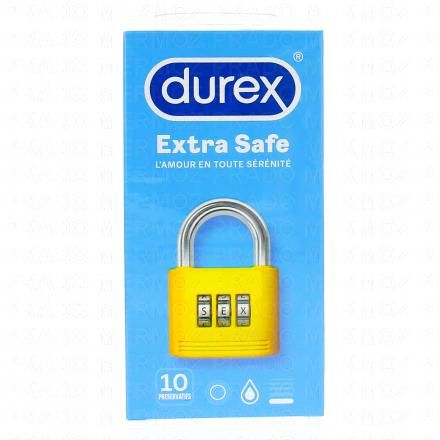 DUREX Préservatifs Extra Safe - Préservatifs Extra Lubrifiés  - Boite De 10 Préservatifs