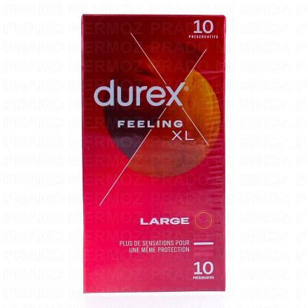 DUREX Préservatifs - Feeling Extra - Préservatifs Fins Et Extra Lubrifiés (10 préservatifs taille xl)