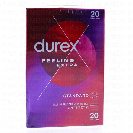 DUREX Préservatifs - Feeling Extra - Préservatifs Fins Et Extra Lubrifiés (20 préservatifs)