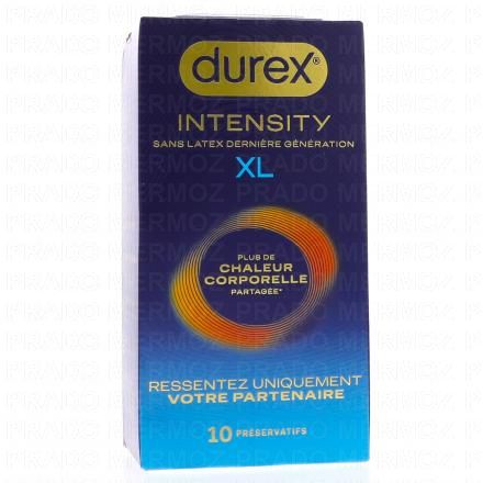 DUREX Intensity - Préservatifs Sans Latex Chaleur Corporelle (boite de 10 - taille xl)