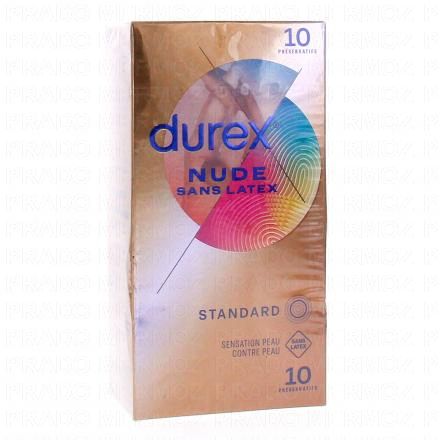 DUREX Préservatifs - Nude Sans Latex - Sensation Peau Contre Peau (10 préservatifs)
