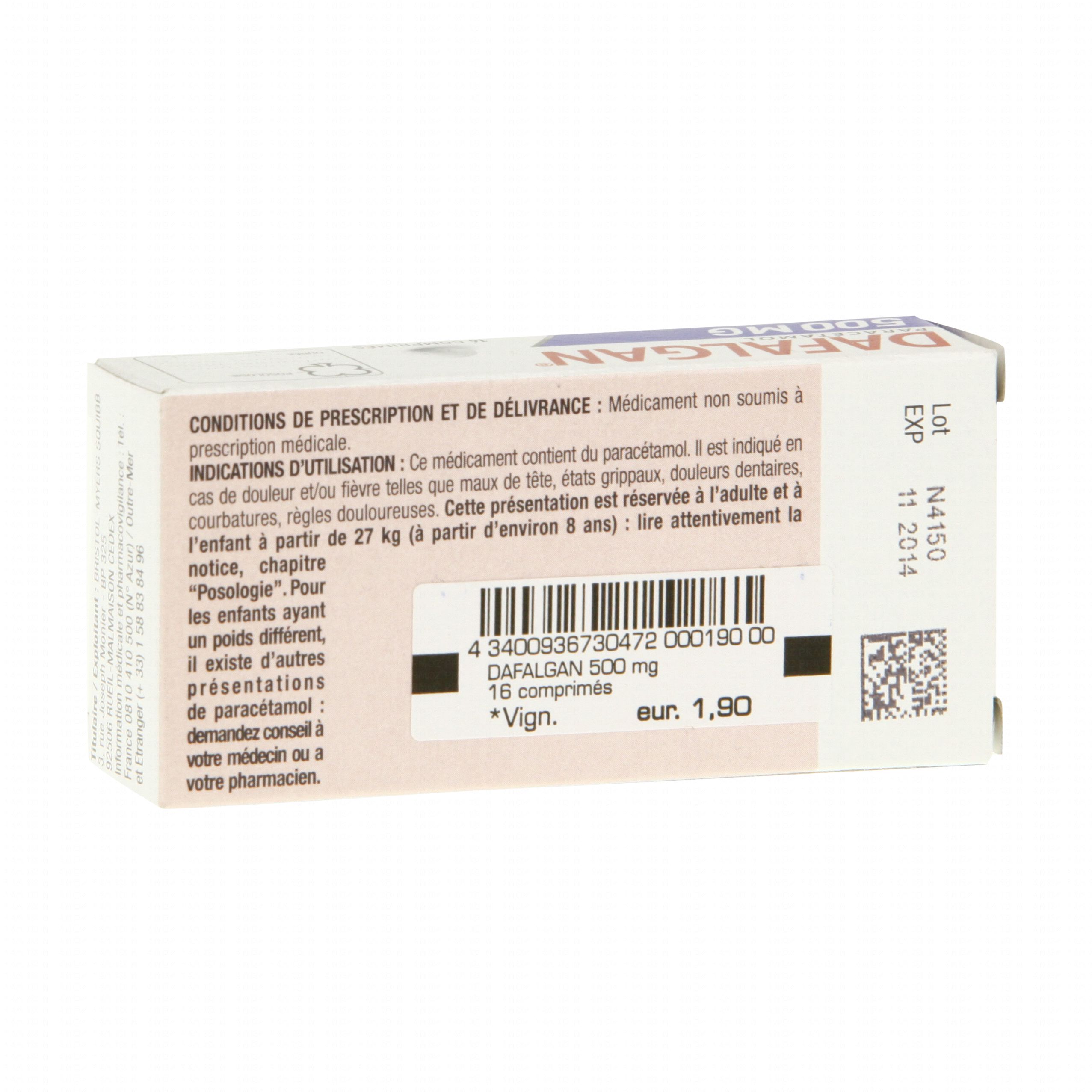 Doliprane 500 mg boîte de 16 gélules - Médicament conseil - Pharmacie Prado  Mermoz