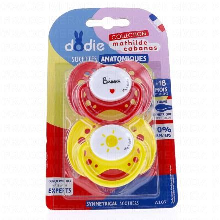 Dodie Cabanas - Sucettes Anatomiques Duo +18 mois (bisou)