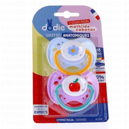 Dodie Cabanas - Sucettes Anatomiques Duo +18 mois (fleur)