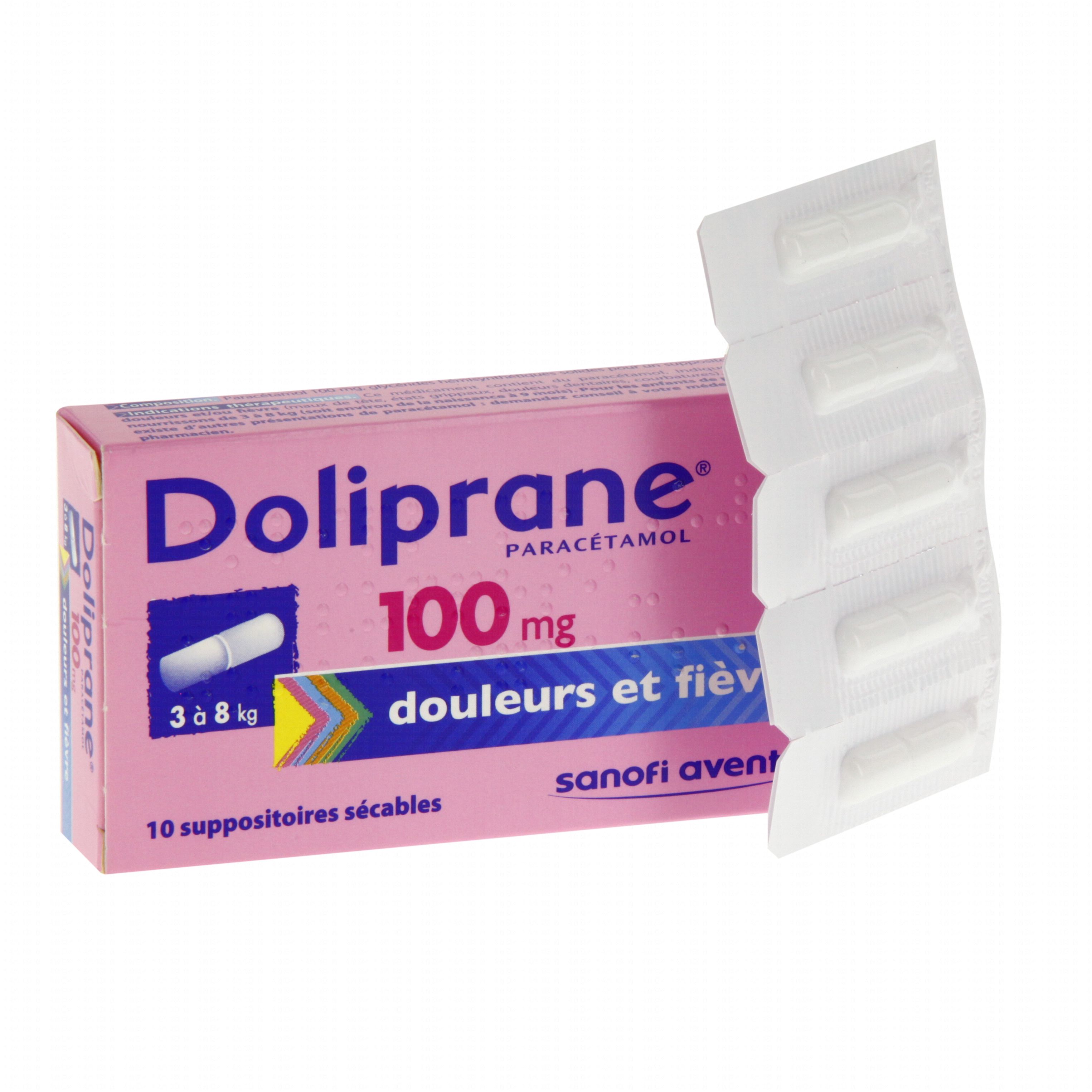 Doliprane 100 mg boîte de 10 suppositoires - Médicament conseil - Pharmacie  Prado Mermoz