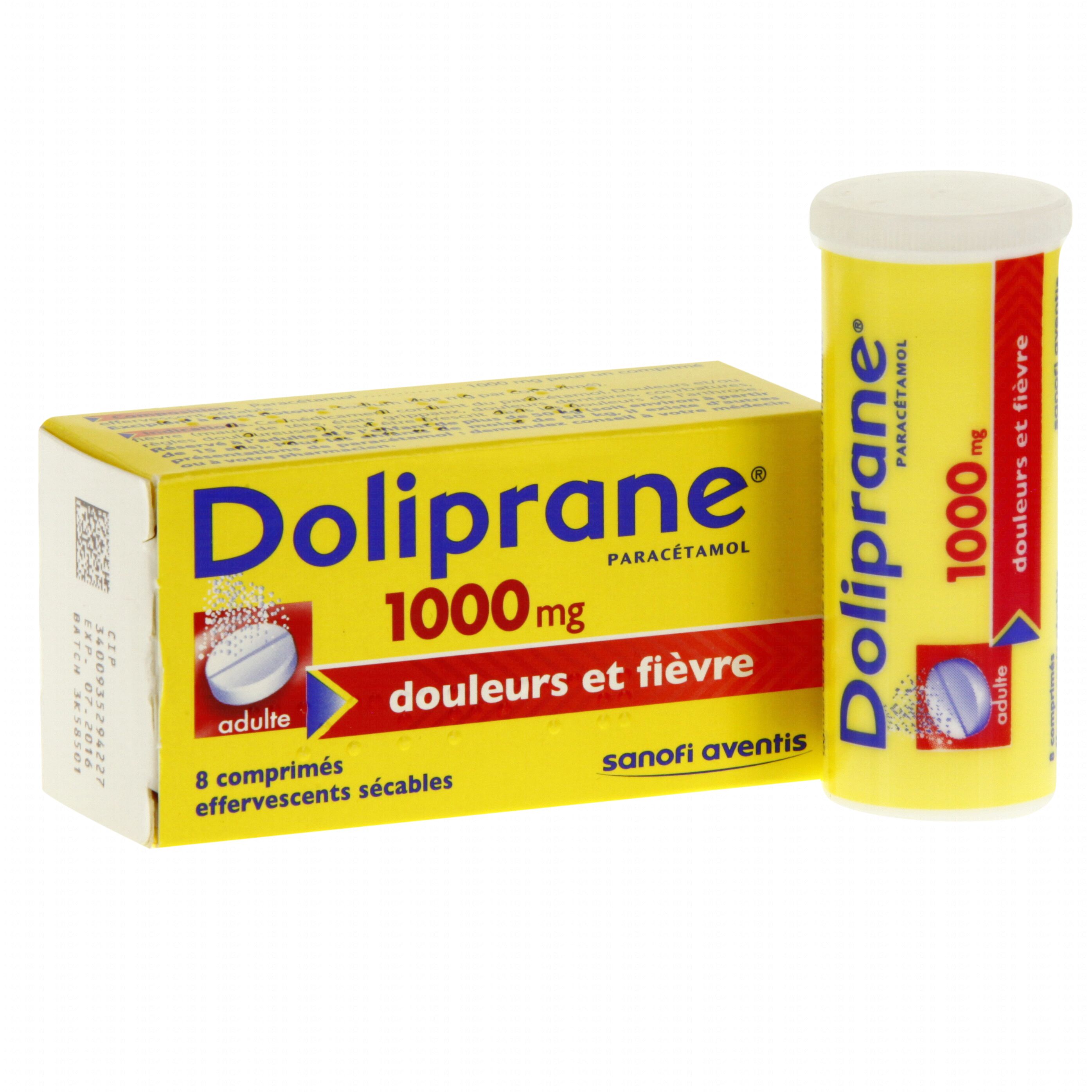 Doliprane 1000 mg tube de 8 comprimés effervescents - Médicament conseil -  Pharmacie Prado Mermoz