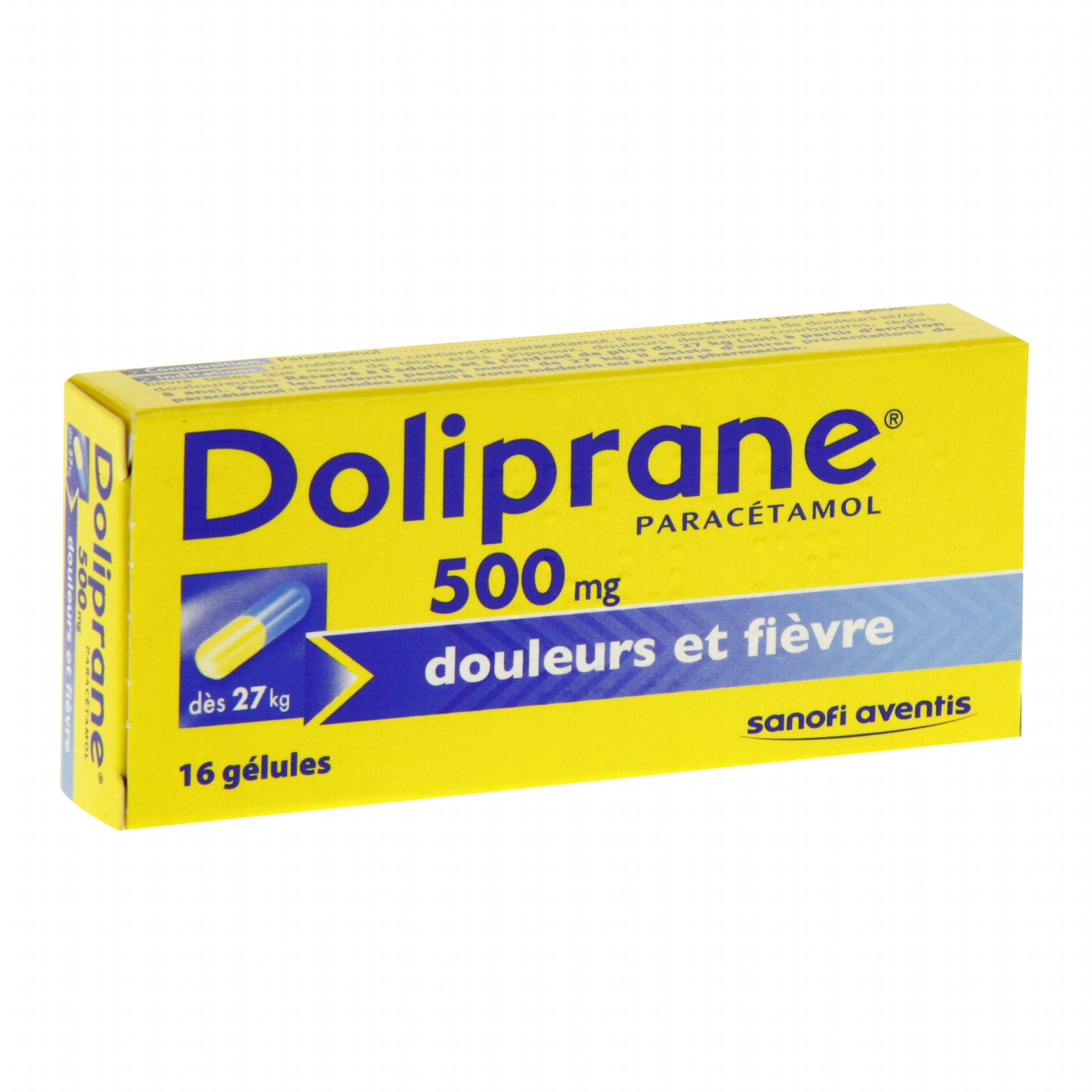 Doliprane 500 mg boîte de 16 gélules - Médicament conseil - Pharmacie Prado  Mermoz