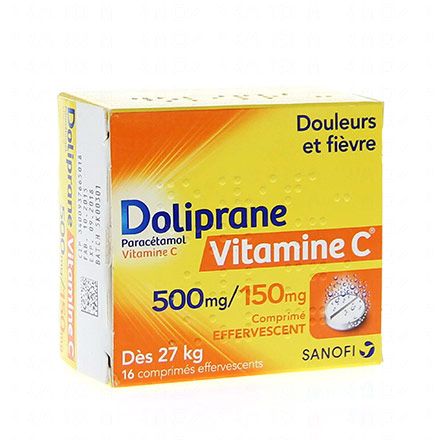 Doliprane vitamice C efferevescent 500mg paracétamol / 150mg vitamine C