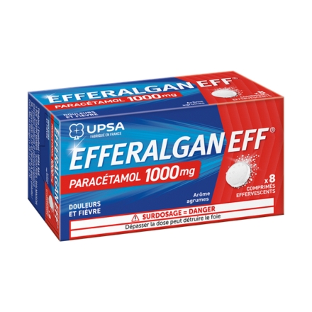 UPSA EFFERALGAN 1000 mg comprim&eacute; effervescent agrumes x8 comprim&eacute;s