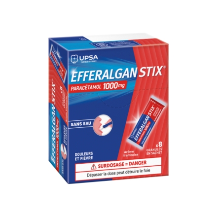 EFFERALGAN STIX 1g Granulés en sachet framboise x8 sachets
