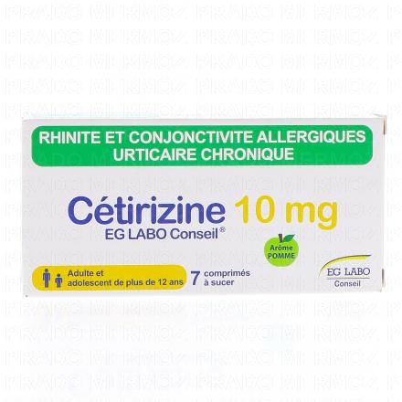 EG LABO Cétirizine 10mg boite de 7 comprimés à sucer
