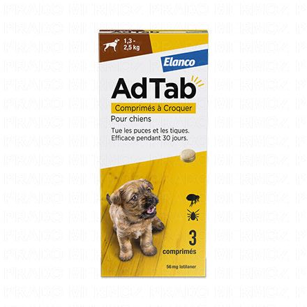 ELANCO Ad Tab Comprimés à croquer pour chiens 3 comprimés 1.3 - 2.5kg