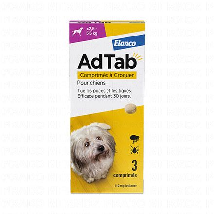 ELANCO Ad Tab Comprimés à croquer pour chiens 3 comprimés >2.5 - 5.5kg