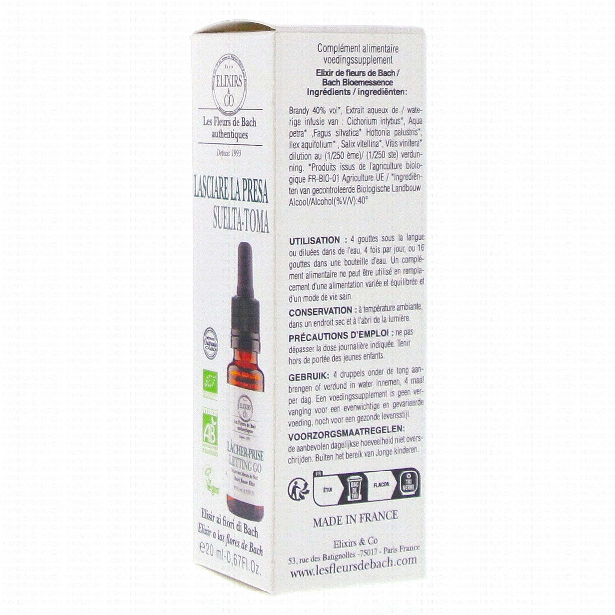 ELIXIRS & CO Les fleurs de bach Lacher Prise Flacon 20ml