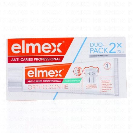 ELMEX Anti-Caries Professionnel - Dentifrice Orthodontie lot de 2 tube de 75ml