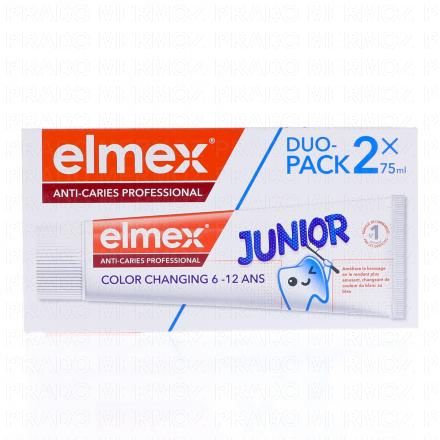 ELMEX Junior - Dentifrice Anti-Caries Color Changing 6-12 ans (lot 2 x 75ml)