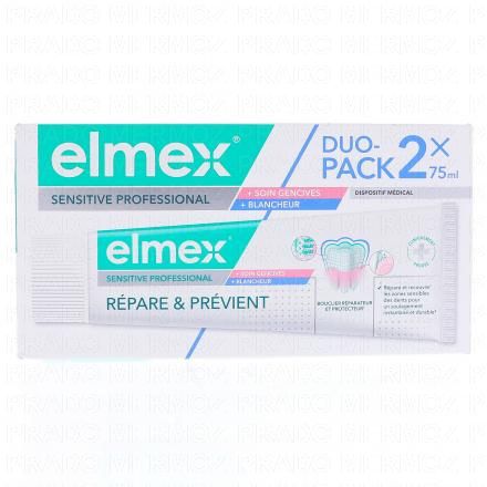 ELMEX Sensitive Professional - Dentifrice Soin gencives et blancheur (lot 2 x 75ml)