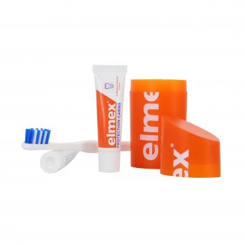 ELMEX Set dentaire de voyage lot de 2 tubes 12ml + 1 brosse &agrave; dents