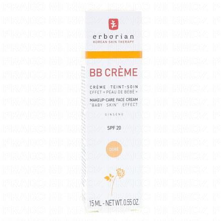 ERBORIAN BB Crème Au ginseng SPF20 Doré (15ml)