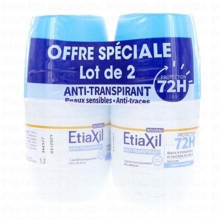 ETIAXIL Anti-Transpirant - D&eacute;odorant Roll-on Protection 72h (lot 2 x 50ml)