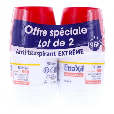 ETIAXIL Anti-transpirant Extrême 96h roll-on (lot de 2x 50ml)