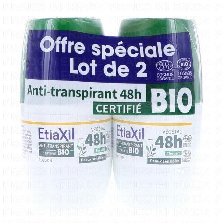 ETIAXIL Déodorant antitranspirant végétal au thé vert bio (2 x 50ml)