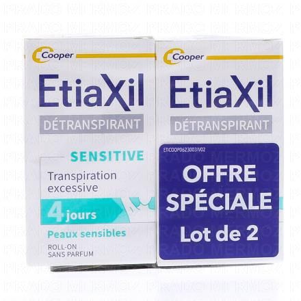 ETIAXIL D&eacute;transpirant Sensitive roll-on 15ml (lot de 2)