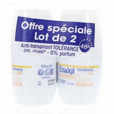 ETIAXIL Tolérance -Déodorant Anti-Transpirant Roll-on 48H 50ml (lot de 2)