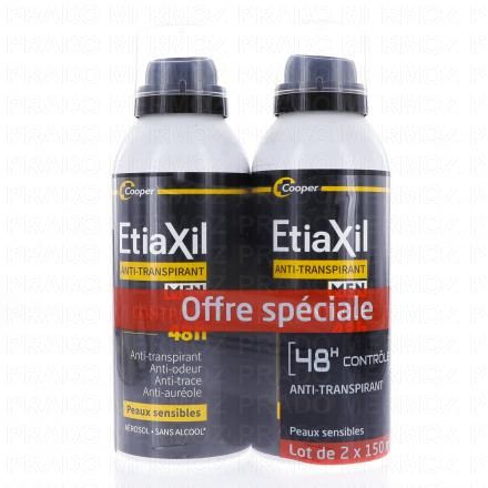 ETIAXIL déodorant men anti-transpirant controle 48h (lot de 2 sprays 150ml)