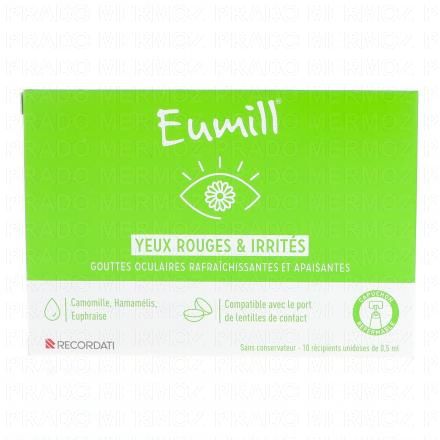 EUMILL Gouttes Occulaires Yeux Rouges & Irrités (10 unidoses 0,5 ml)