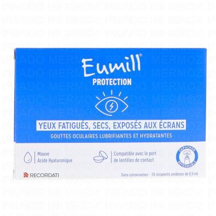 EUMILL Protection Gouttes Occulaires yeux fatigu&eacute;s, secs, expos&eacute;s aux &eacute;crans (10 unidoses de 0,5 ml)