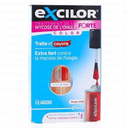 EXCILOR Mycose de l'ongle - Traitement mycose Forte Color 30ml + Vernis rouge 8ml